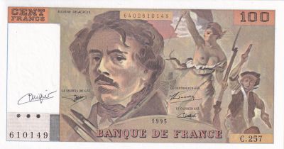 France 100 Francs - Delacroix - Sign Vigier - 1995 - Srie C.257 - F.69TER.02a