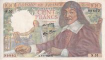 France 100 Francs - Descartes - 07-01-1943 - Série N.55 - F.27.03