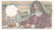France 100 Francs - Descartes - 23-03-1944 - Serial E.88 - P.101