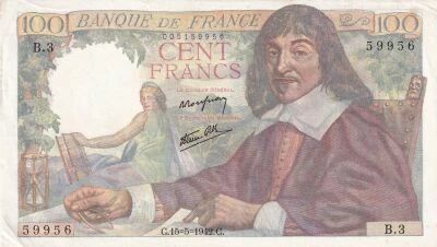 France 100 Francs - Descartes 1942 - S�rie B.3