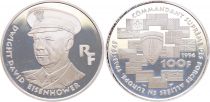 France 100 Francs,  Eisenhower -  50e anniversaire du débarquement et de la libération? -1994 - Frappe BE - Argent