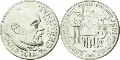 France 100 Francs - �mile Zola - Germinal - 1985 - Silver