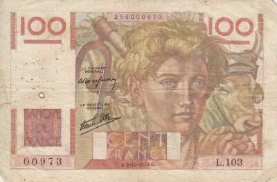 France 100 Francs - Farmer -  03-10-1946 - Serial L.103