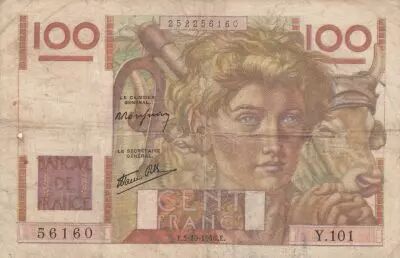 France 100 Francs - Farmer -  03-10-1946 - Serial Y.101