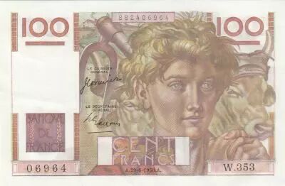 France 100 Francs - Farmer - 29-06-1950 - Serial W.353