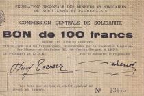 France 100 Francs - Fédération régionales des mineurs et similaires du Nord, Anzin et Pas-de-Calais - F+
