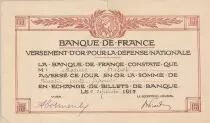 France 100 francs - Gold Payment Receipt for National Defence - 1915