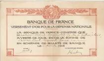 France 100 francs - Gold Payment Receipt for National Defence - 1915