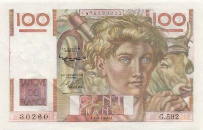 France 100 Francs - Jeune Paysan - 01-04-1954 - S�rie G.592