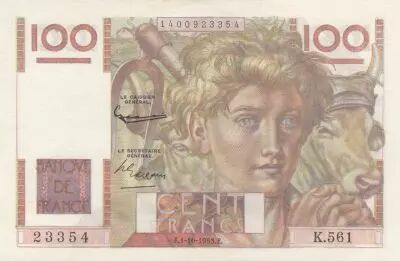 France 100 Francs - Jeune Paysan - 01-10-1953 - S�rie K.561