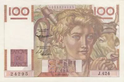 France 100 Francs - Jeune Paysan - 02-10-1952 - S�rie Q.489