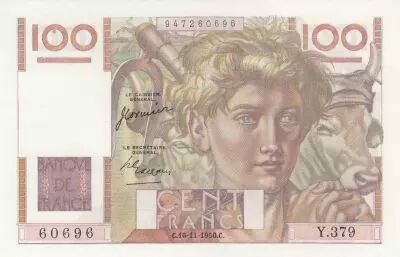 France 100 Francs - Jeune Paysan - 16-11-1950 - S�rie Y.379