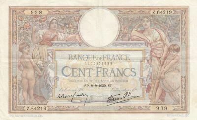 France 100 Francs - Luc Olivier Merson - 02-02-1939 - Series Z.64219