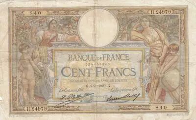 France 100 Francs - Luc Olivier Merson - 02-05-1929 - Serial H.24979