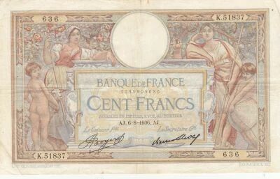 France 100 Francs - Luc Olivier Merson - 06-08-1936 - Series K.51837