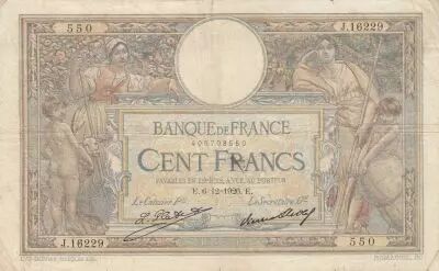 France 100 Francs - Luc Olivier Merson - 06-12-1926 - Serial J.16229