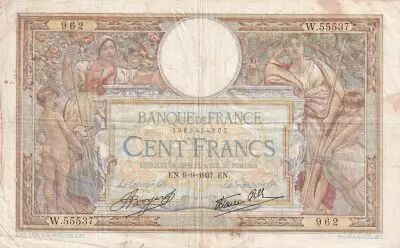 France 100 Francs - Luc Olivier Merson - 09-09-1937 - S�rie W.55537