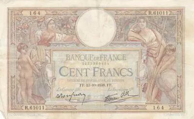 France 100 Francs - Luc Olivier Merson - 13-10-1938 - Serial R.61011