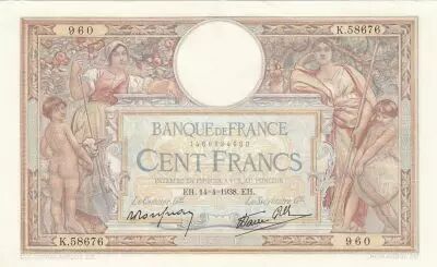 France 100 Francs - Luc Olivier Merson - 14-04-1938 - Serial K.58676