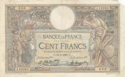 France 100 Francs - Luc Olivier Merson - 14-05-1925 - Serial J.12263