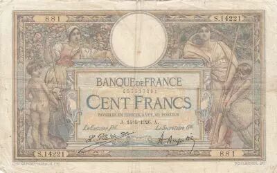 France 100 Francs - Luc Olivier Merson - 14-05-1926 - Serial S.14221