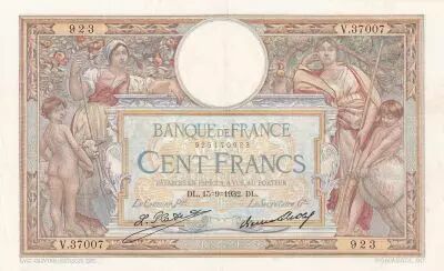 France 100 Francs - Luc Olivier Merson - 15-09-1932 - S�rie V.37007 - F.24.11