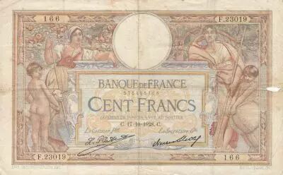 France 100 Francs - Luc Olivier Merson - 17-10-1928 - Serial F.23019