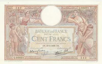 France 100 Francs - Luc Olivier Merson - 19-05-1939 - S�rie Q.66825