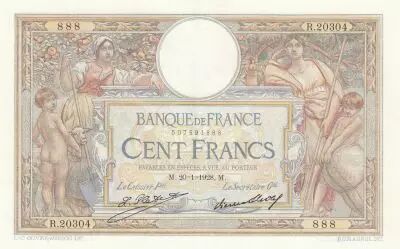 France 100 Francs - Luc Olivier Merson - 20-01-1928 - Serial R.20304
