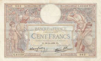 France 100 Francs - Luc Olivier Merson - 20-10-1938 - Series G.61559