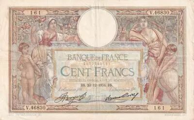 France 100 Francs - Luc Olivier Merson - 20-12-1934 - Serial V.46830