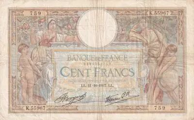 France 100 Francs - Luc Olivier Merson - 21-10-1937 - S�rie K.55967