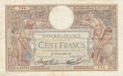 France 100 Francs - Luc Olivier Merson - 21-10-1937 - Series Q.55722