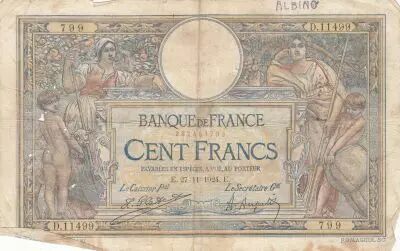 France 100 Francs - Luc Olivier Merson - 27-11-1924 - Serial  D.11499
