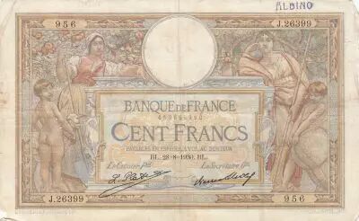 France 100 Francs - Luc Olivier Merson - 28-08-1930 - Serial J.26399