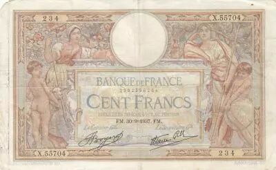 France 100 Francs - Luc Olivier Merson - 30-09-1937 - Serial X.55704