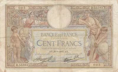 France 100 Francs - Luc Olivier Merson - 30-09-1937 - S�rie B.55593