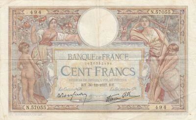 France 100 Francs - Luc Olivier Merson - 30-12-1937 - S�rie N.57055