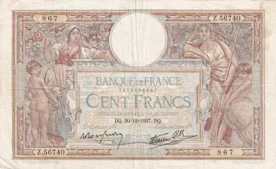 France 100 Francs - Luc Olivier Merson - 30-12-1937 - S�rie Z.56740