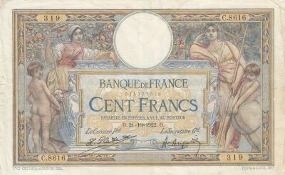 France 100 Francs - Luc Olivier Merson - without LOM - 10-21-1922 - Series C.8616