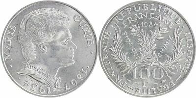 France 100 Francs - Marie Curie - 1984 - Silver