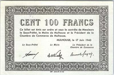 France 100 Francs , Mulhouse Chambre de Commerce, S�rie C