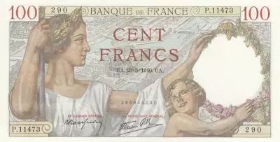France 100 Francs - Sully -  23-05-1940 - Serial P.11473