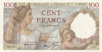 France 100 Francs - Sully - 04-12-1941 - S�rie C.26543