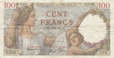 France 100 Francs - Sully - 07-12-1939 - Series X.5135