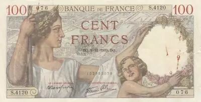 France 100 francs - Sully - 09-11-1939 - Serial S.4120