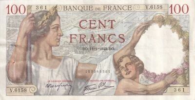 France 100 Francs - Sully - 11-01-1940 - S�rie B.5820