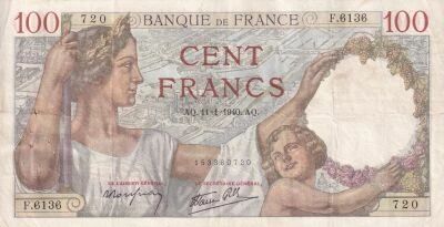 France 100 Francs - Sully - 11-01-1940 - S�rie F.6136