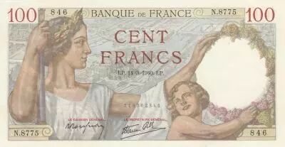 France 100 Francs - Sully - 14-03-1940 - Serial N.8775