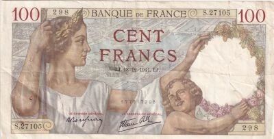 France 100 Francs - Sully - 18-12-1941 - S.27105